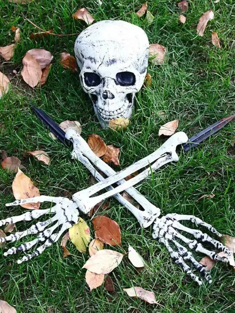 1/6 szt. Szkieletowe Kości Ozdoby Ogrodowe do Wbijania w Ziemię, Czaszka i Ręka na Halloween, Dekoracje na Dom, Podwórko, Imprezę Świąteczną, Ręka Ducha — 2