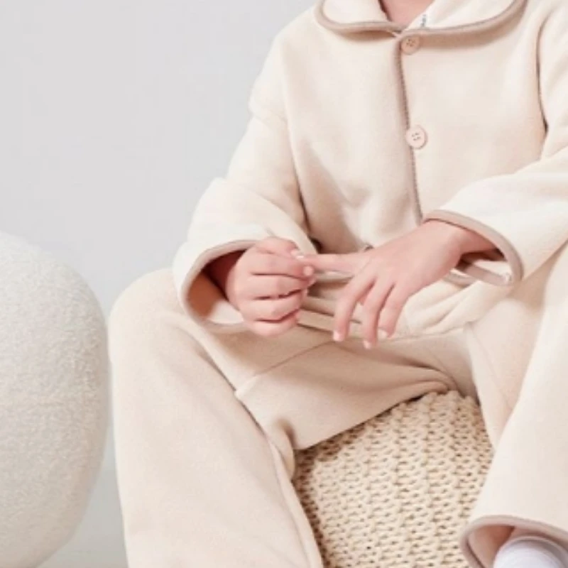 Boys Pajamas Polar Fleece Boys Pajamas Autumn and Winter Double sided Thickened Warming Solid Long-sleeved Set
