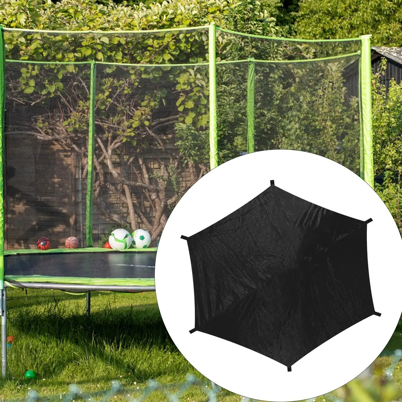 10ft Trampoline Top Cover Easy to Install Supplies Sun Protection for Park Backyard Outdoor Activities Lawn 6 Poles Trampoline