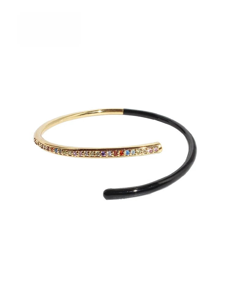 

Sumni Spring 2024 Fashionable Women's Open Drop Glaze Simple Hand Bracelet Elegant Alloy Plated Silver Gold Outing