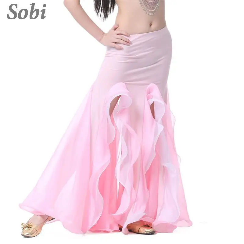 Professional Belly Dance Skirt For Women Goddess Elegant Double Split Skirt Adult Belly Dancing Performance Clothing Dance wear