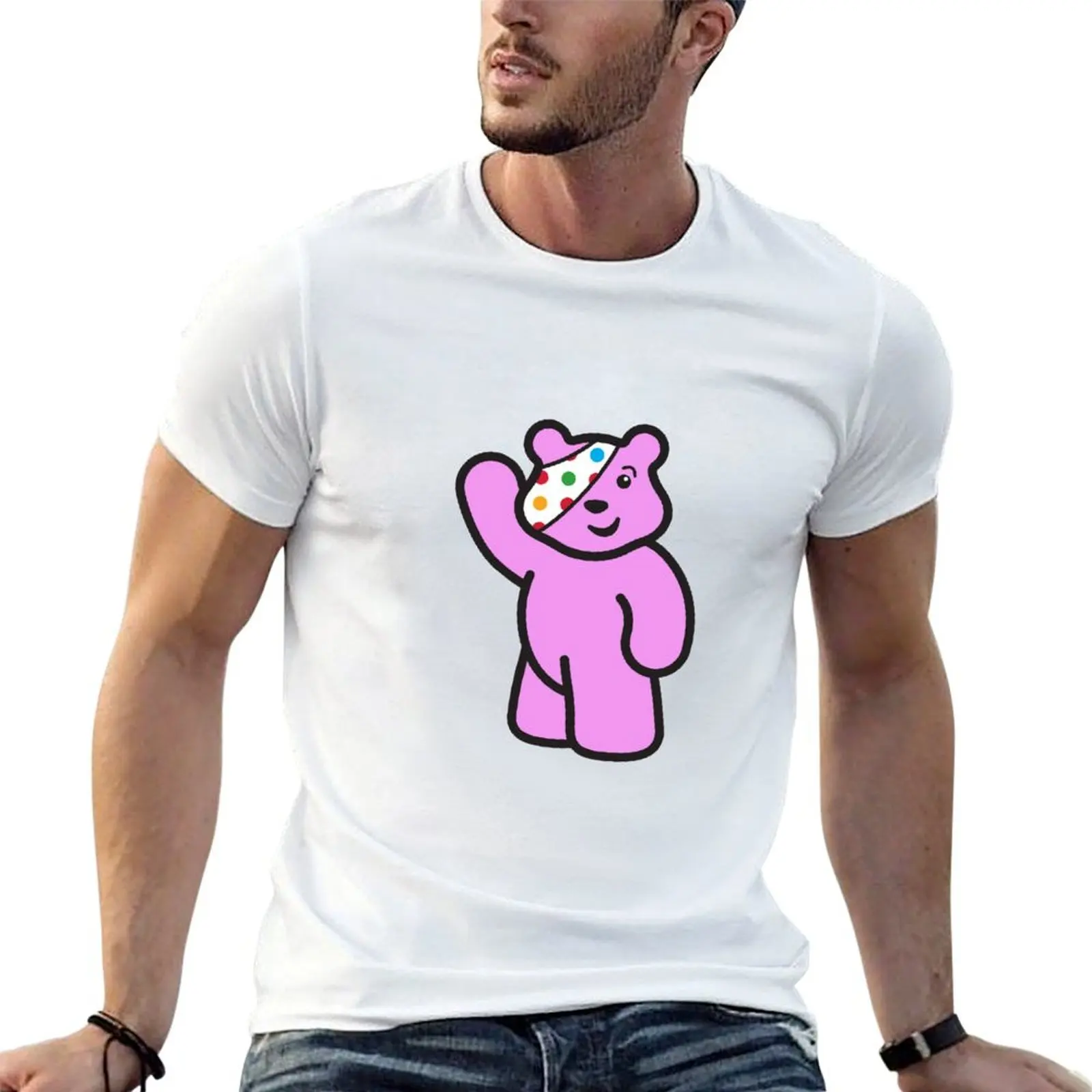 Pink Pudsey Bear T-Shirt Summer Casual Loose T-Shirt