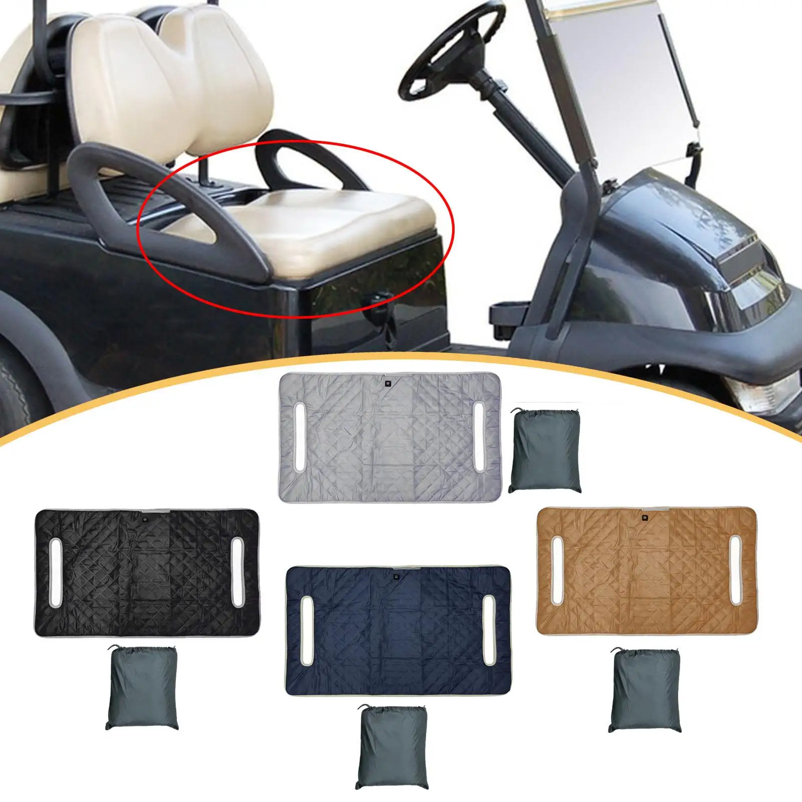 

Мягкий плюшевый чехол для сиденья гольф-кара с USB-подогревом для большинства двухместных сидений в гольф-карах