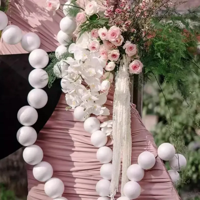 2PCS New Colored Fabric Foam Ball String Pendany For Wedding Showcase Background Wall Decoration Shooting Photo Props - view 3