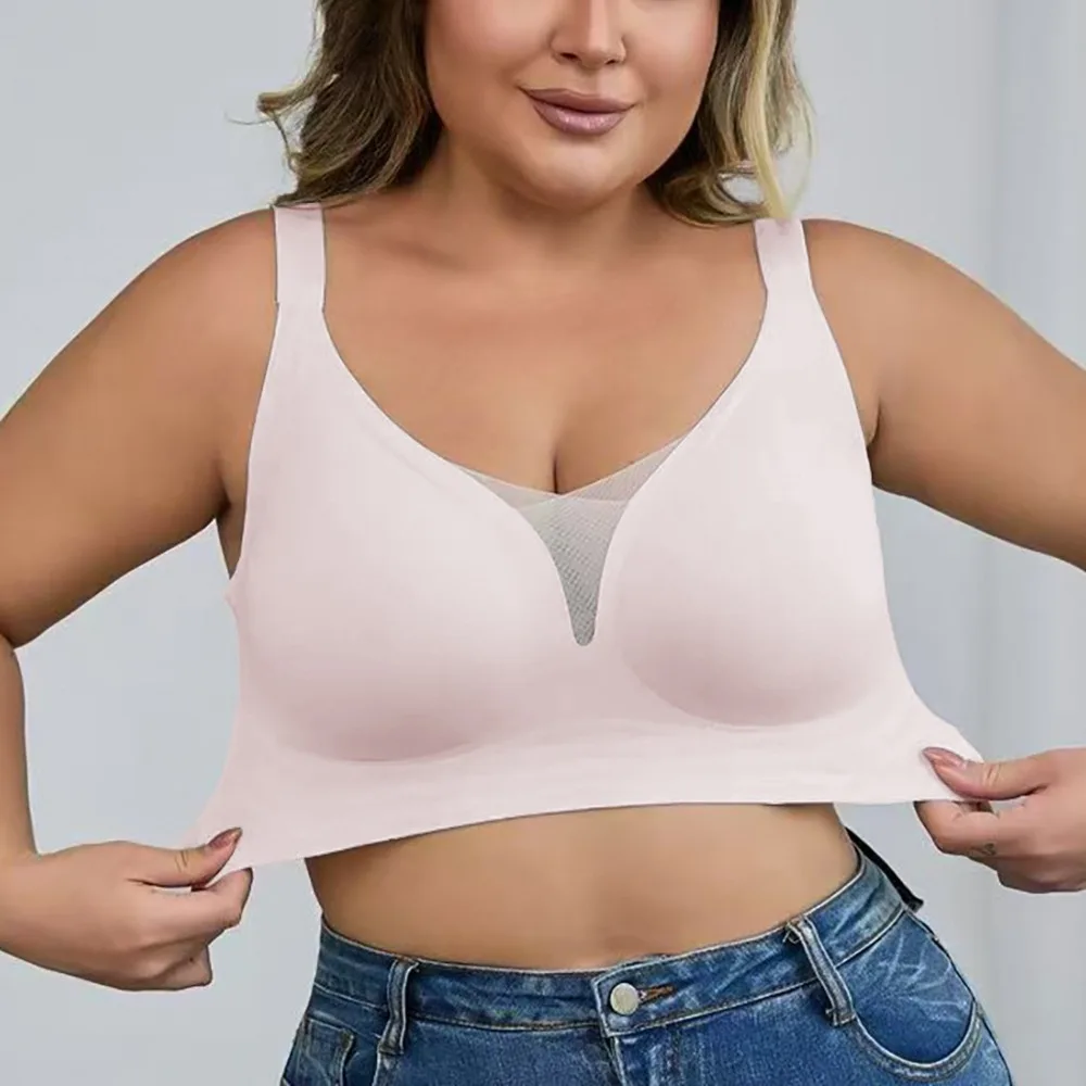 

Comfortable Plus Size Seamless Bras Large Chest Gathered Upper Support Anti Sagging No Steel Ring