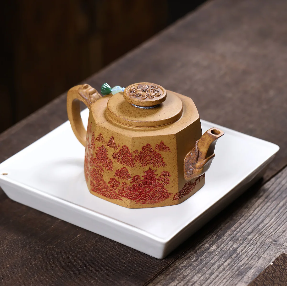 Handmade Yixing Purple Clay Pot Famous Ore Keel Sand High Temperature Firewood Burning Mountains outside Teapot 370C