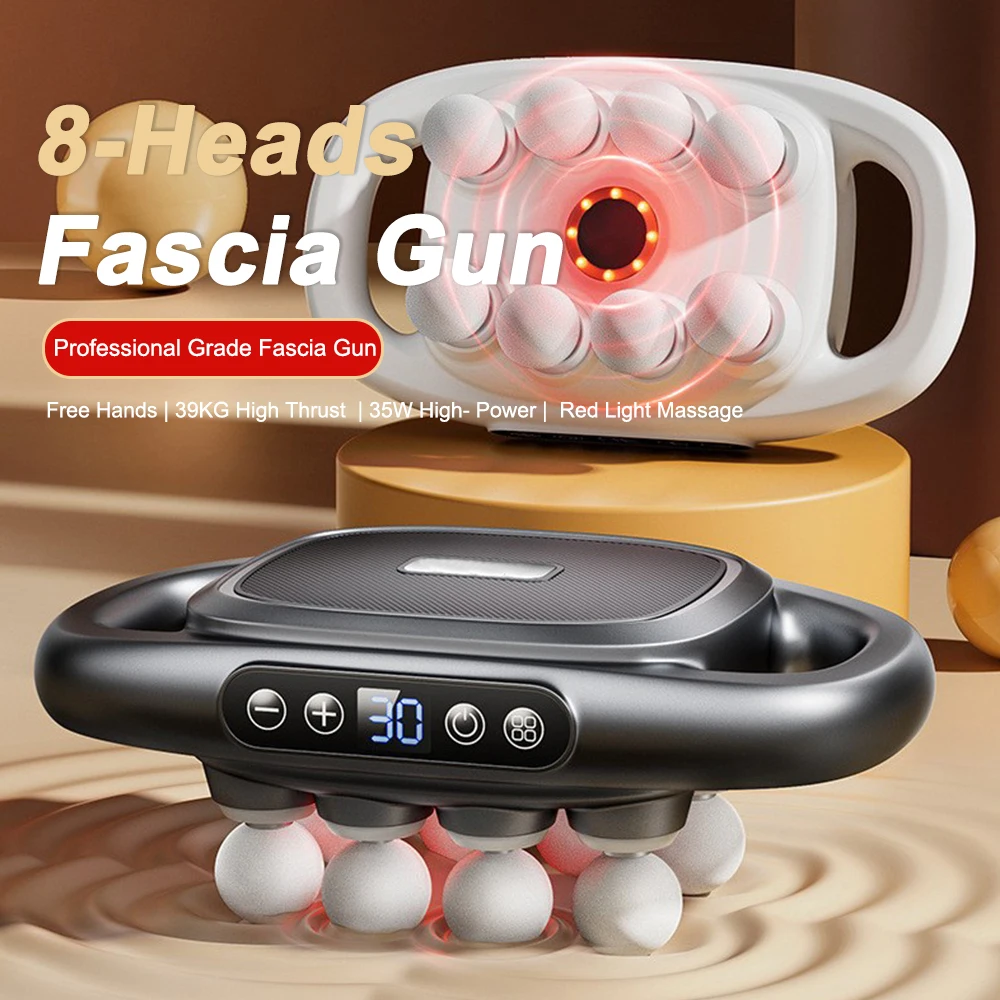 8-Heads Fascia Gun High-Frequency Vibration Body Massage Gun Back and Waist Massager Massager Neck Shoulder Massager Masajeador