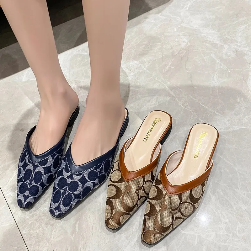 Shoes for Women 2024 Fashion Mules Women's Slippers New Sexy Concise Casual Slippers Women Mixed Colors Pointed Toe Shoes Female