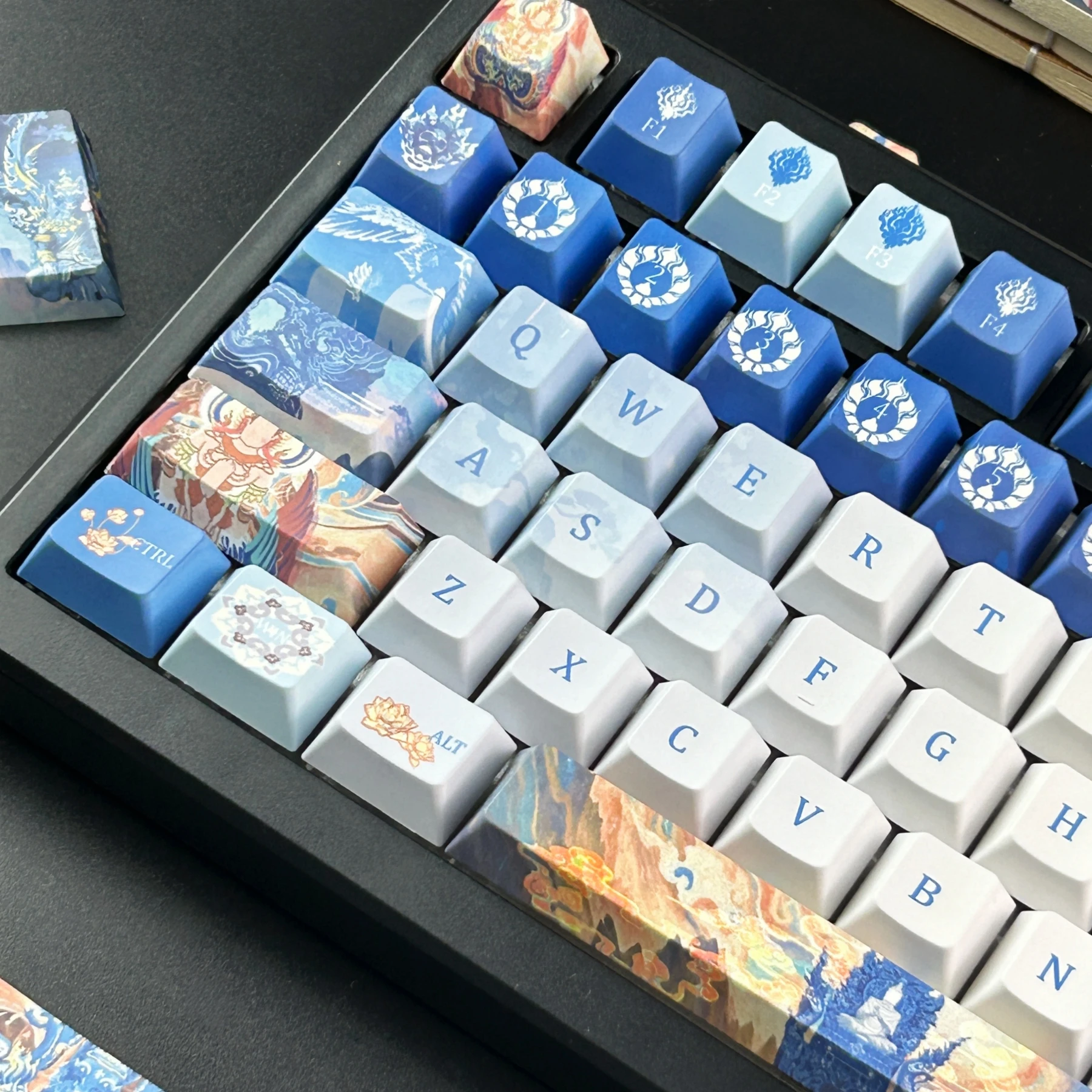 MAIMOOO Thai Blue Temple Keycaps Cherry MOA Profile Thailand Famous Architectural Style PBT Retro Keycap for Mechanical Keyboard