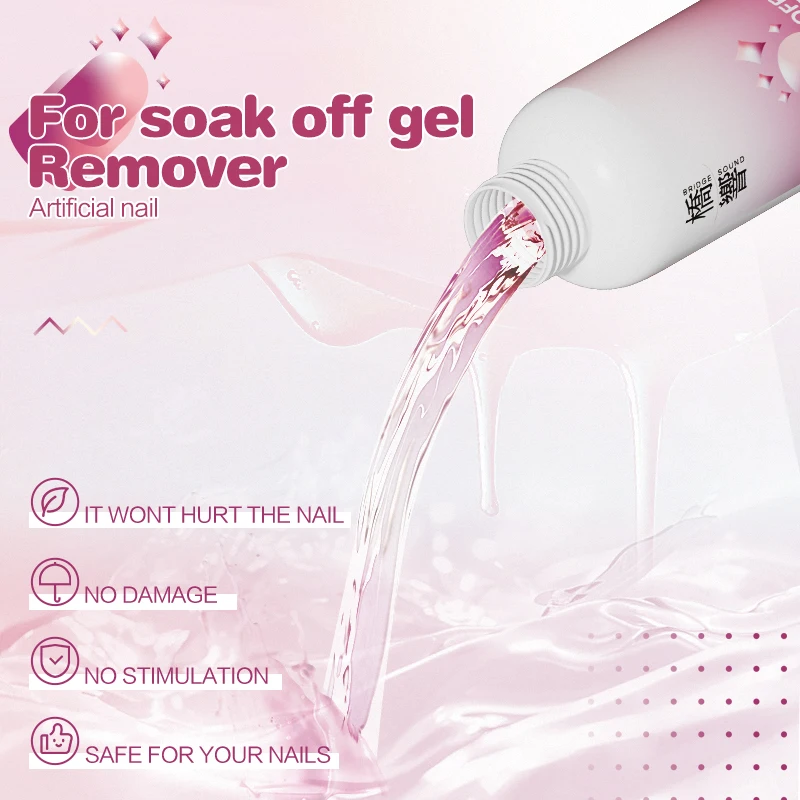 BRIDGESOUND 3 قطع مزيل طلاء الأظافر Hypoallergenic 2 في 1 60 مل - إزالة سريعة من الجل والبولي، خالي من الفورمالديهايد، 5 دقائق، مضاد للالتصاق #2