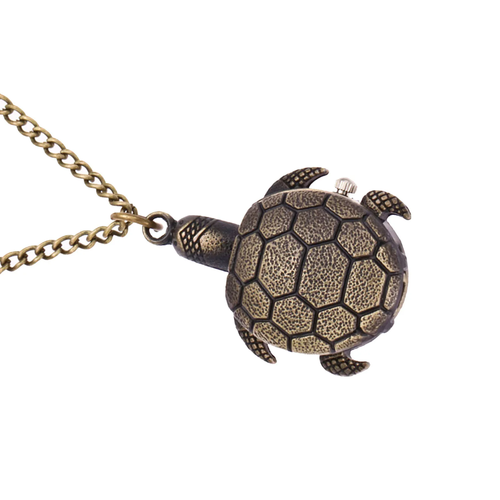 1 قطعة ساعة الجيب الكوارتز الرجعية الكلاسيكية سبيكة السلاحف تصميم سلسلة هدية نمط السلحفاة ساعة الجيب