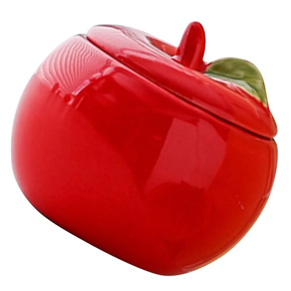 

Apple Shaped Ceramic Canister Red Christmas Scented Cup Airtight Lid Tea Coffee Storage Container Empty Jar Gifts