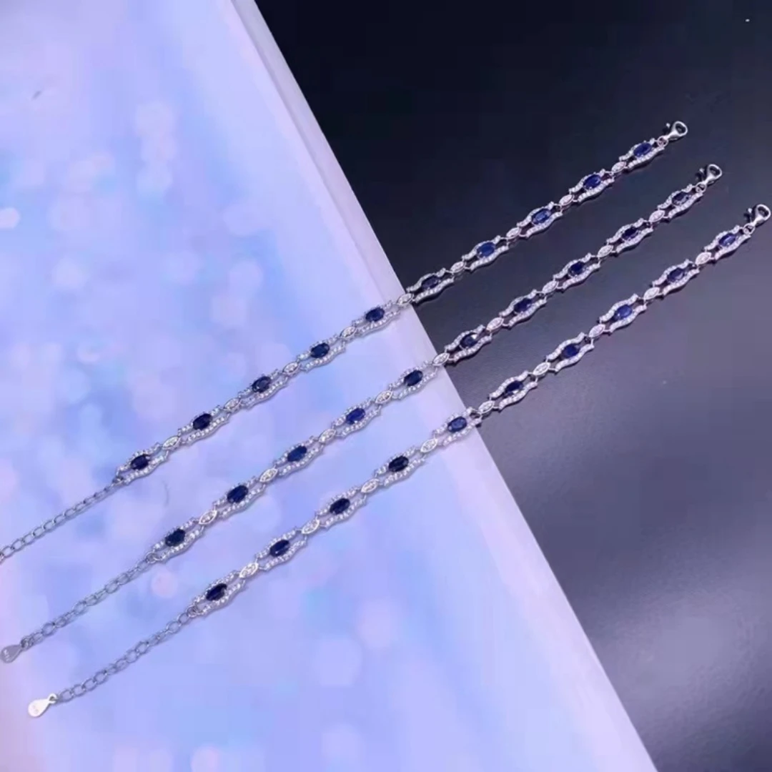 KJJEAXCMY High purity Natural Sapphire S925 silver exquisitely Bracelet Full of luster Simple,Design High-End Bestseller Gift