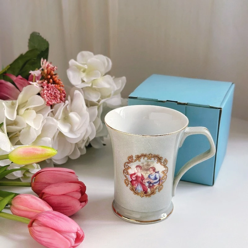 

European court-style ceramic cups,retro Western figure pattern ceramic mugs,home and office exquisite afternoon tea coffee cups