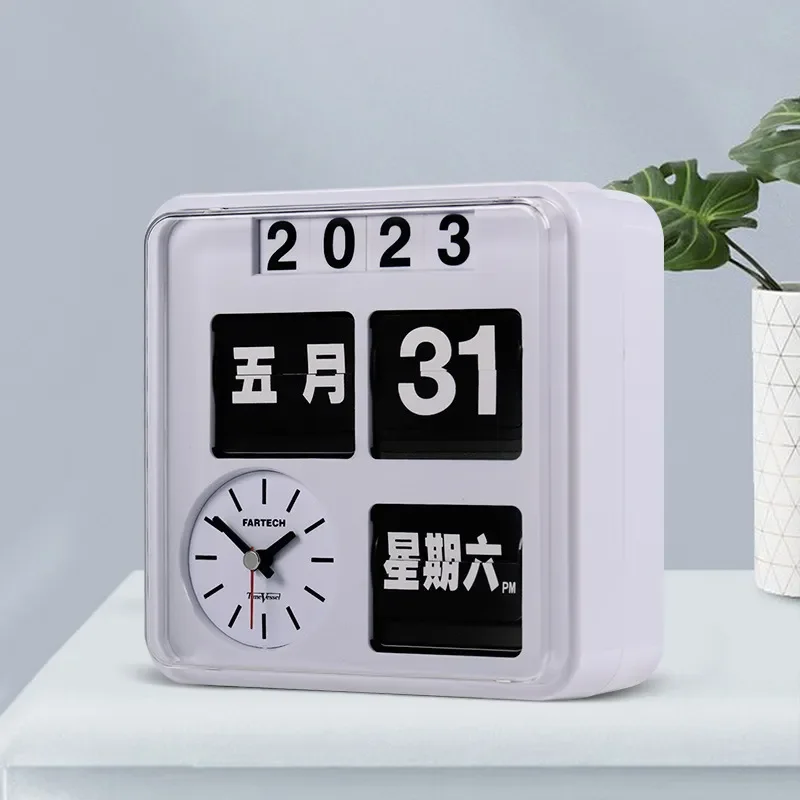Creative flip calendar desk clock simple desktop ornament home living room desk clock student self-discipline time tube
