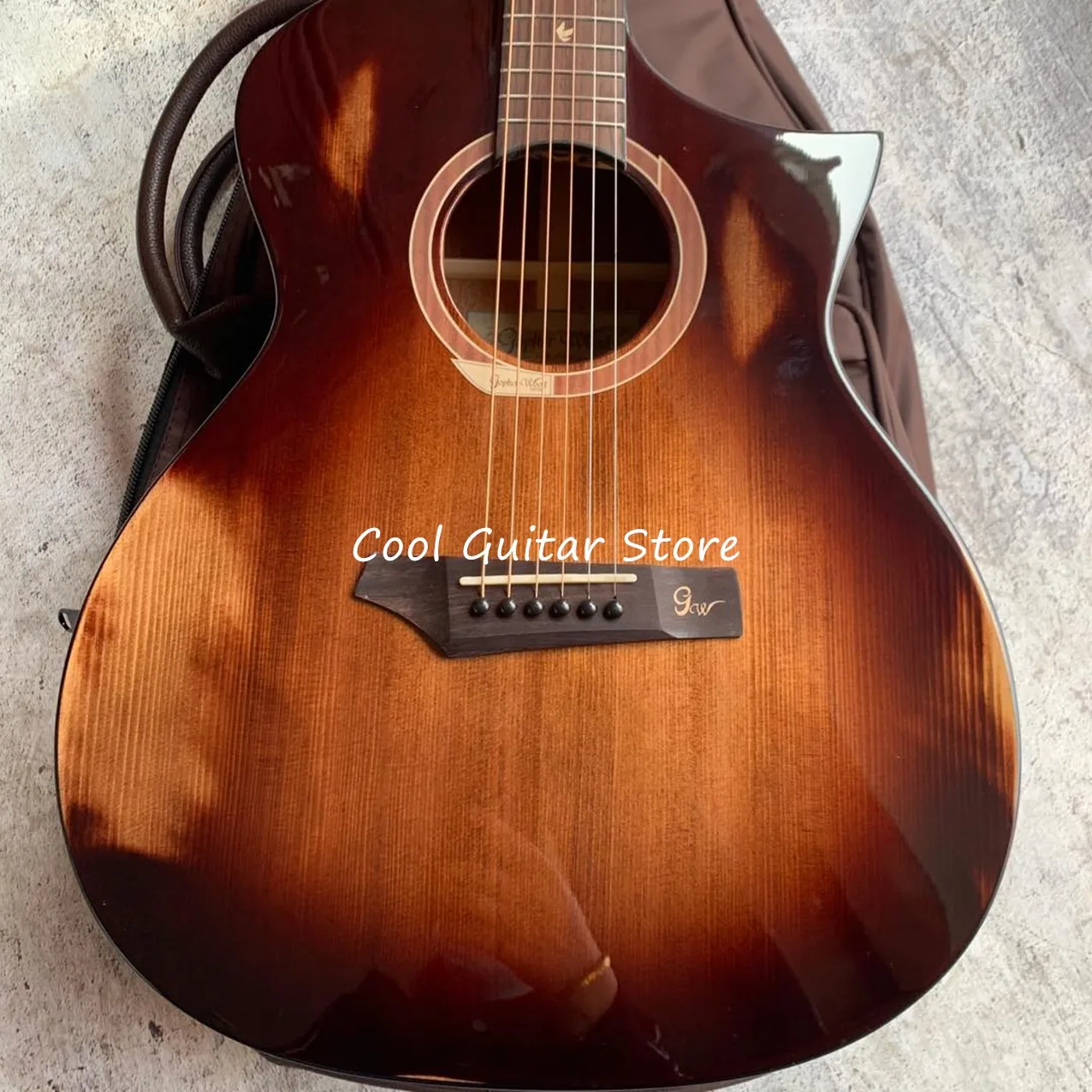 Cutaway Model of Solid Mahogany Back and Sides,All Solid Wood Acoustic Guitar,GA Body,Caramel Color,40 Inches,Free Shipping