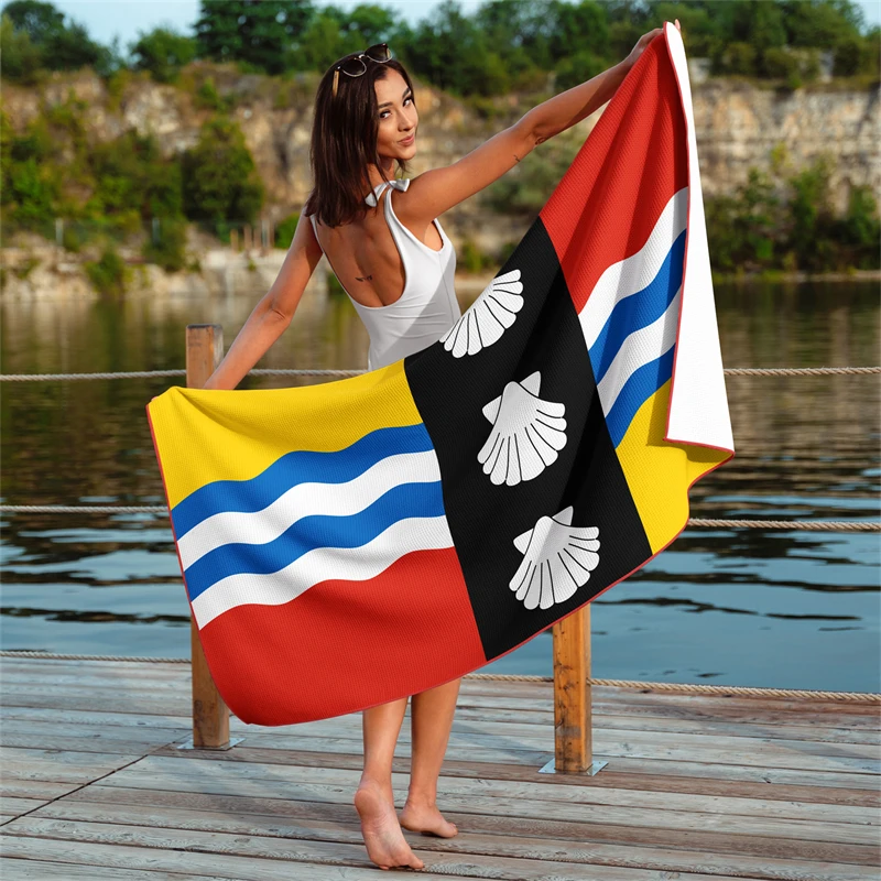 Gaslight Gatekeep Girlboss Bedfordshire England Waffle Beach Towel 150cm x 75cm
