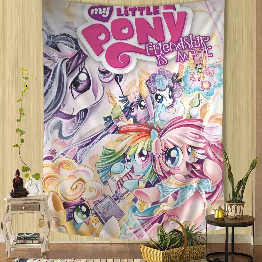 Cute M-My Cartoon P-Pony L-Little Anime Tapestry Hanging Tarot Hippie Wall Rugs Dorm Home Decor