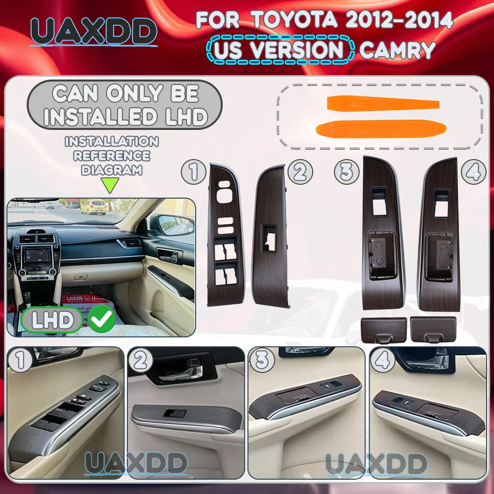 For Toyota CAMRY 2012-2014 US Window Control Switch Frame Door Handle Glass Lifter Cover Button Full Interior Replacement Panel