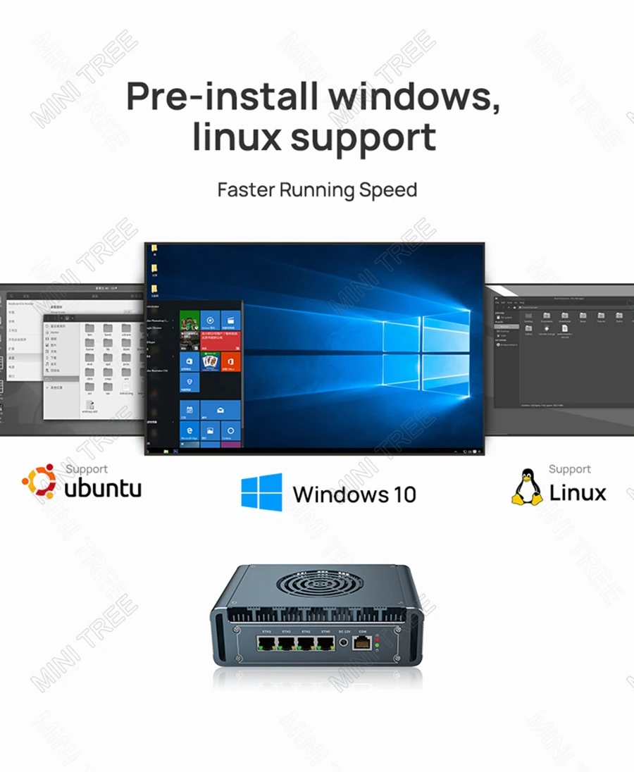Mini computer industriale Linux di 11a generazione Core i5 1145G7 i7 1195G7 4G SIM Basso TDP 4x2.5G LAN Mini Firewall PC Pfsense Proxmox Host