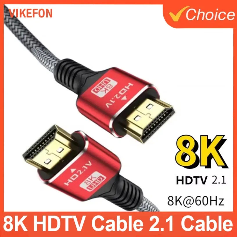 8K HDTV-кабель 2.1 HDMI-совместимый для Xiaomi TV Box PS5 Сверхвысокоскоростной совместимый шнур HDTV 2.1 8K @ 60 Гц для ПК-проектора