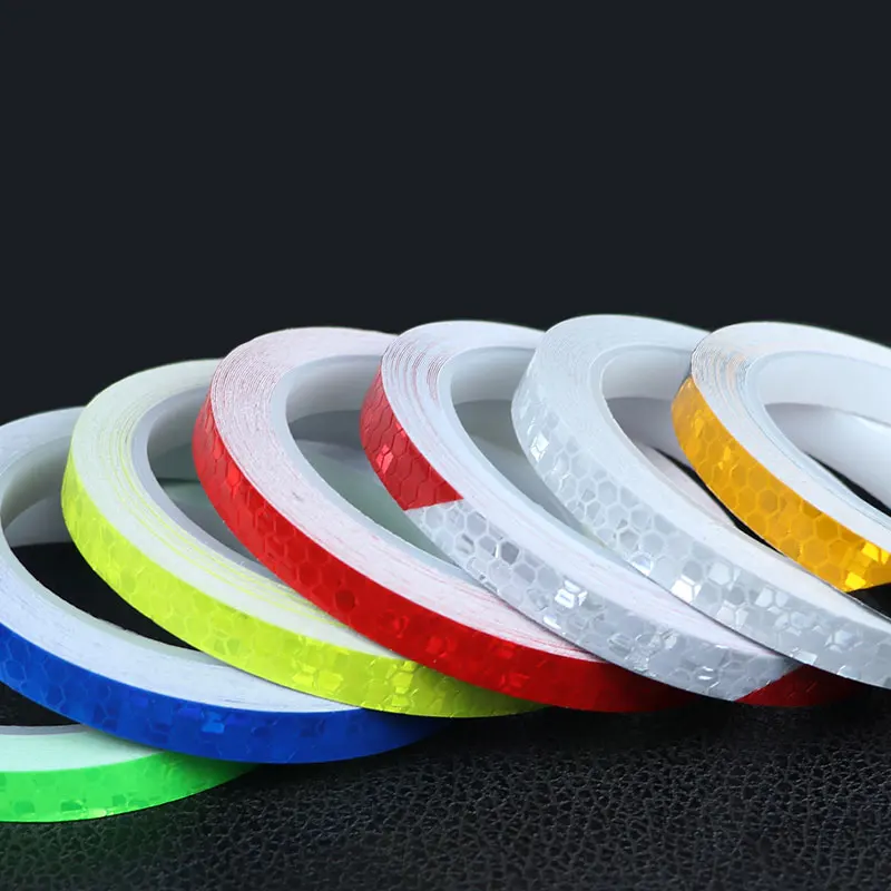 

1CM*8M Motorcycle Wheels Reflect Fluorescent MTB Bicycle Reflective Sticker Strip Tape For Cycling Warning Moto Car Wheel Decor