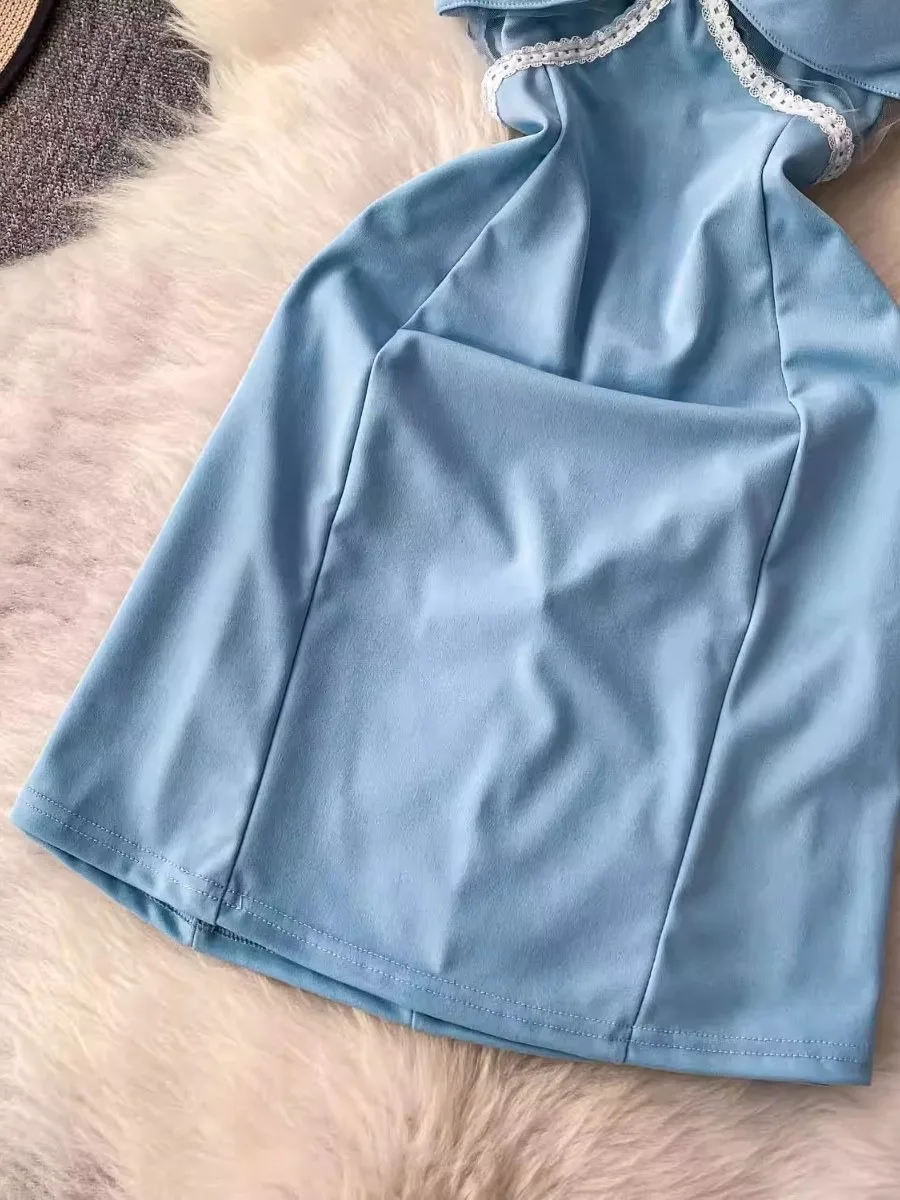 فستان Foamlina صيفي مثير بخصر نحيف ورقبة مربعة وحزام من الريش لحفلات أعياد الميلاد بدون ظهر بدون أكمام فساتين قصيرة