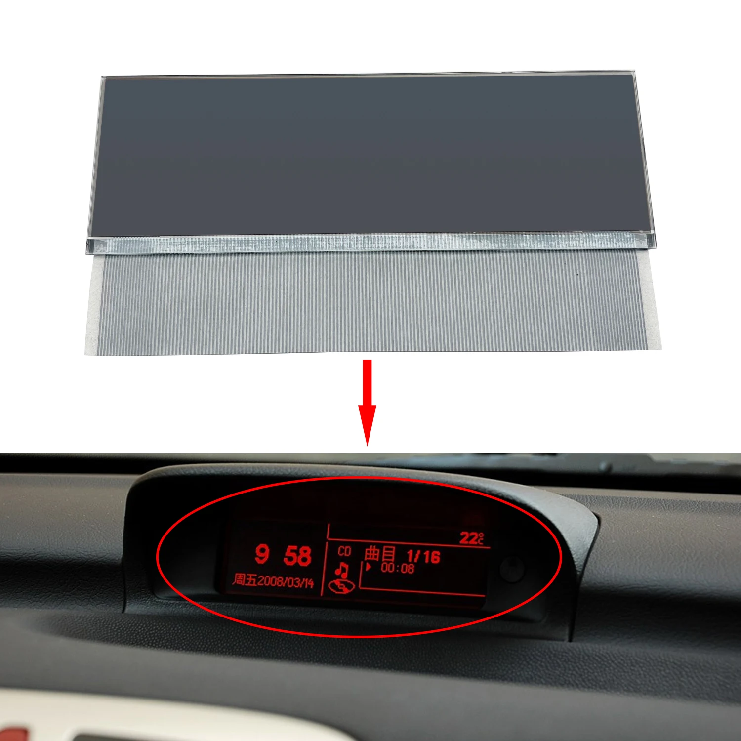 

Central Navigator LCD Display Screen for Peugeot 206 307 Citroen C5 Xsara Picasso Multifunction Unit Pixel Repair