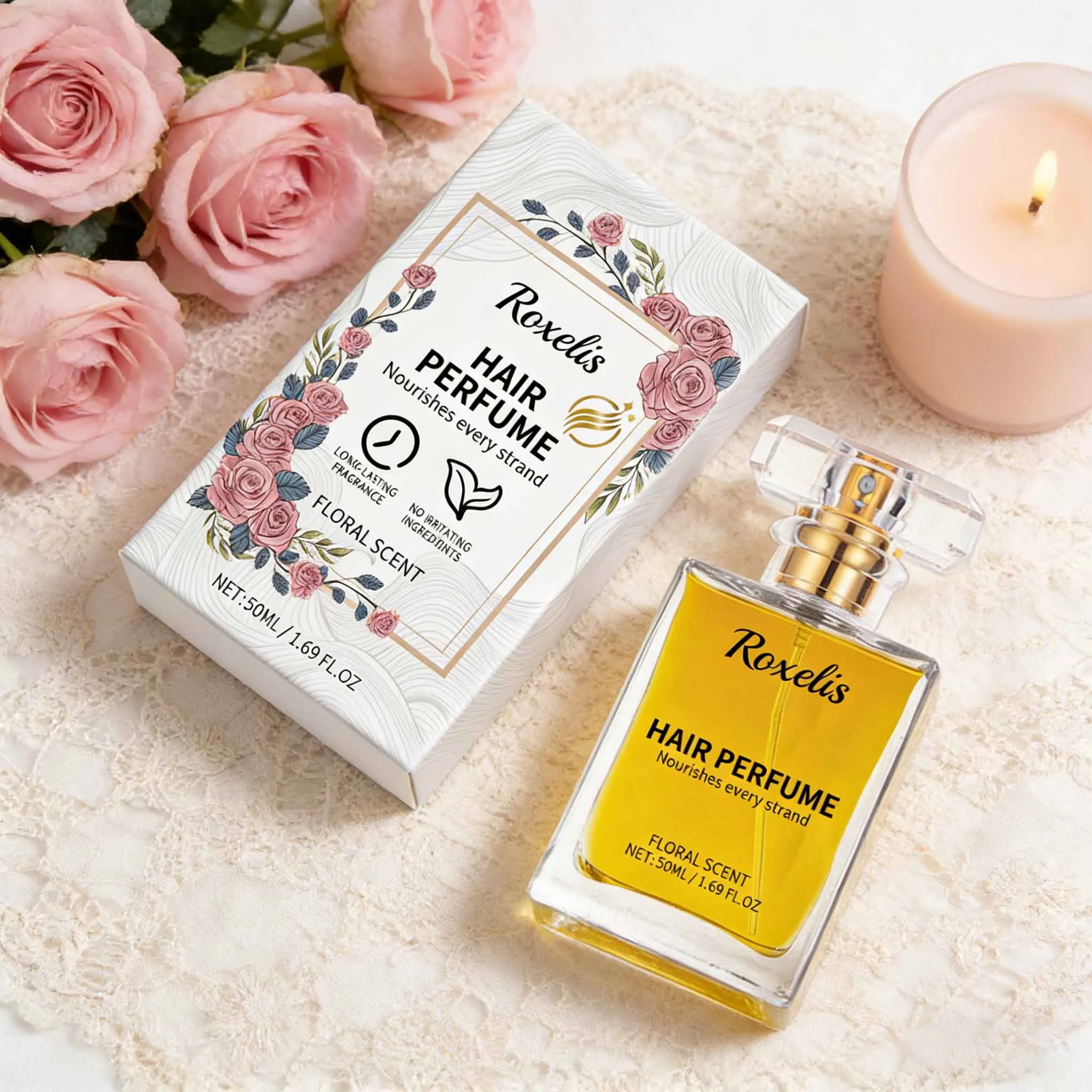 

ROXELIS Hair Perfume Floral Perfume Long-Lasting Fresh Scent Moisturizing Fine Mist Charming Lingering Fragrance