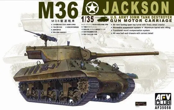 

AFV Club 1/35 Scale AF35058 WWII M36 Jackson 90mm Tank Destroyer Gun Motor Carriage Model Kit