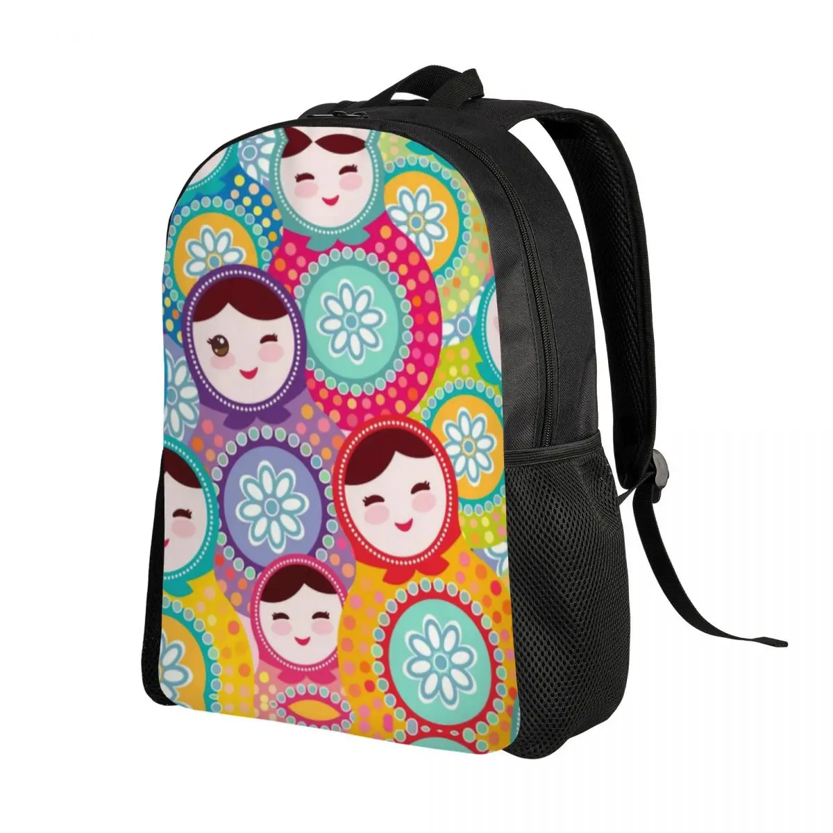 Russian Dolls Matryoshka Backpack School College Students Bookbag Fits 15 Inch Laptop Russia Babushka Pattern Folk Art Bags