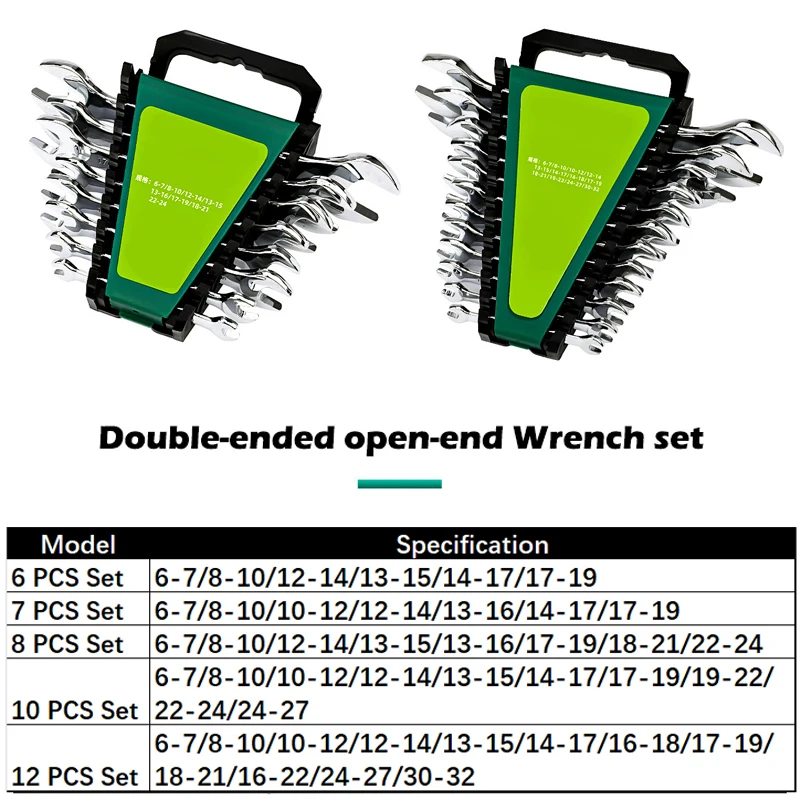 6/7/8/10/12 PCS Double-ended Open-end Wrench Set Hexagonal Screws Torque Wrenches Automotive Mechanical Workshop Tool Hand Tools