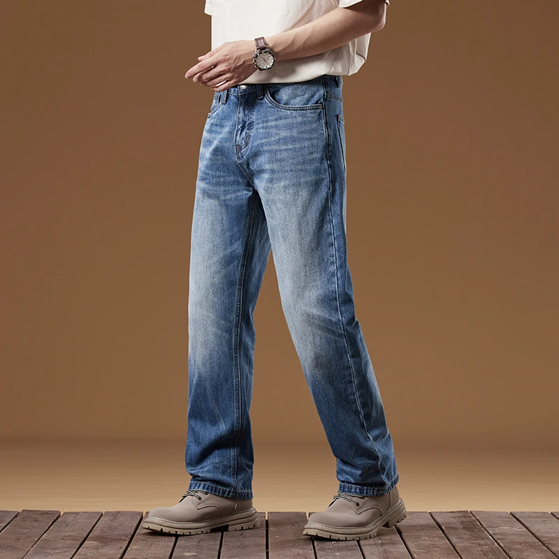 KSTUN 남성용 청바지 와이드 레그 팬츠 스트레이트 컷 루즈 피트 남성용 청바지 streetwear 고품질 브랜드 2025 봄, 가을