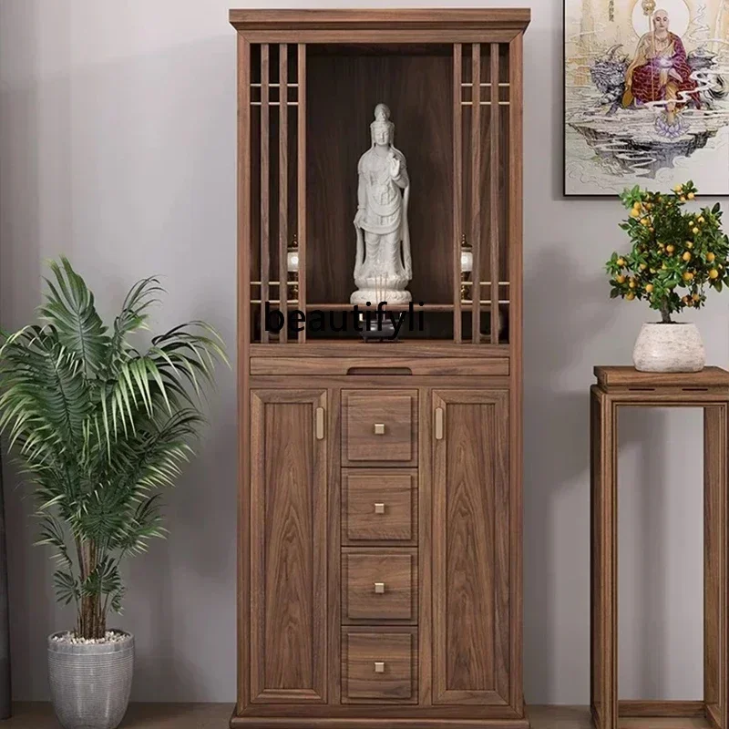 

x11New Chinese black walnut Buddhist platform Buddhist niche vertical cabinet Bodhisattva cabinet Buddhist cabinet simplicity