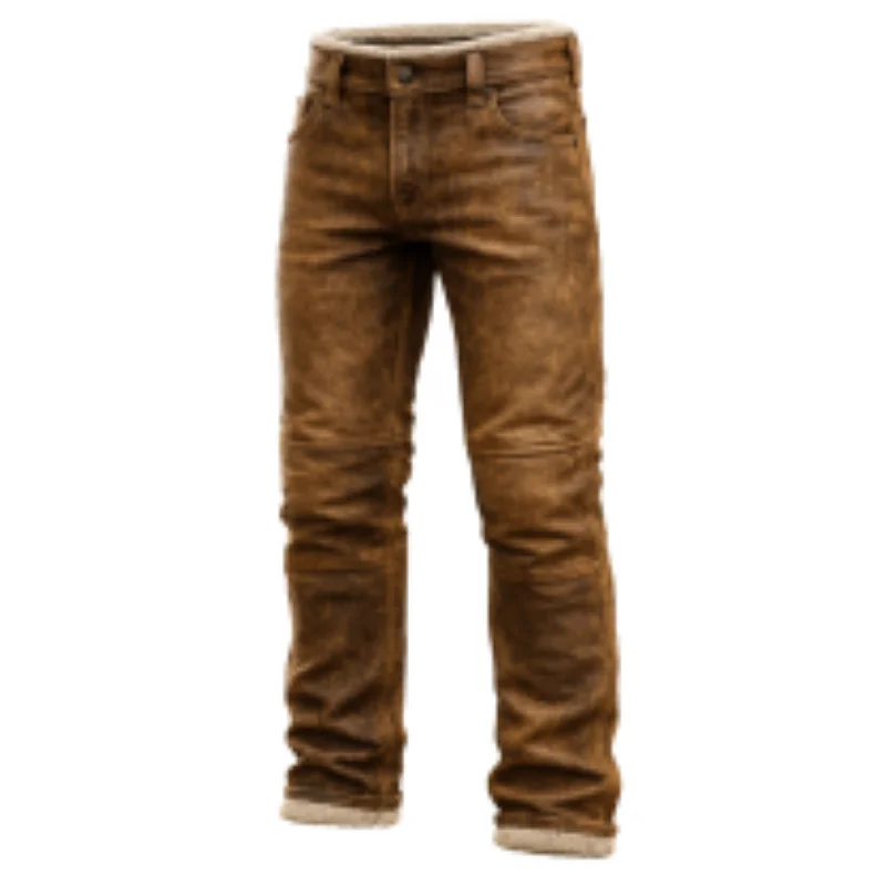

Men's Vintage Warm Brown Pants with Fleece Lining (note that only the waistband has plush)