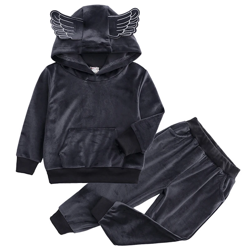 2Piece Sets Spring Autumn Kids Clothes Boys Casual Fashion Hooded Fleece Long Sleeve Baby Tops+Pants Children Sport Suit BC061