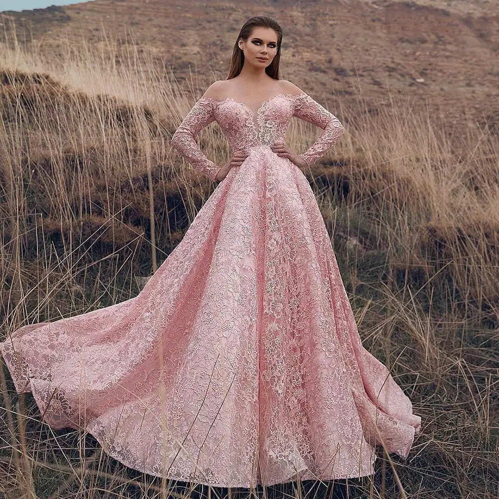 Sexy scava fuori pizzo ricamo oulder damigella d'onore Dr donna lunga Dr a vita media tessuto in poliestere primavera 2025