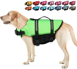 Gilet de sauvetage réglable pour chien, avec poignée de sauvetage, gilet de sécurité pour Sport, vêtements pour chiens, chiot, flotteur, maillot de bain pour tous les animaux de compagnie