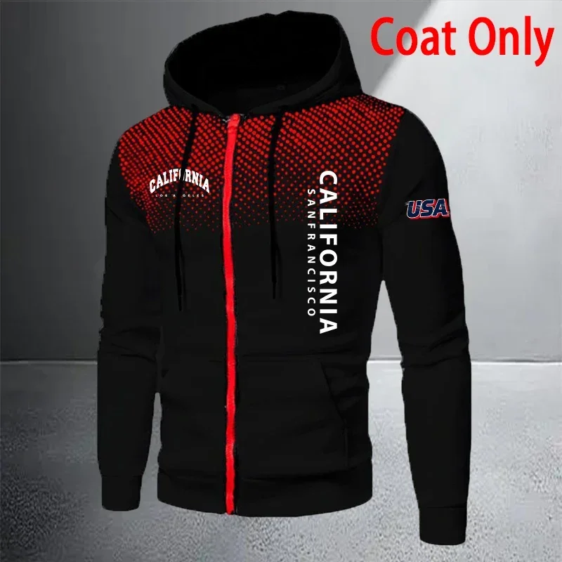 Quality Men's Jacket Tracksuit Casual Dot Zip Sweatshirt Coat Sports Jogging Man Clothes Autumn Winter Warm Single Hoodie Pants view 6