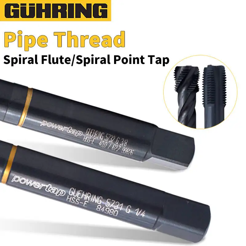 

German Original GUHRING DIN Standard Pipe Spiral Fluted Tap Spiral Pointed Tap G 1/8 1/4 3/8 3/4 1/2 Machine Screw Thread Taps