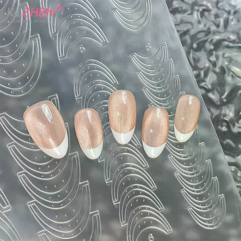 Fully Transparent Hollow French Nail Stickers Spray Painting Stencil French Edges Templates Patting Glue Adhesive Auxiliary Tool