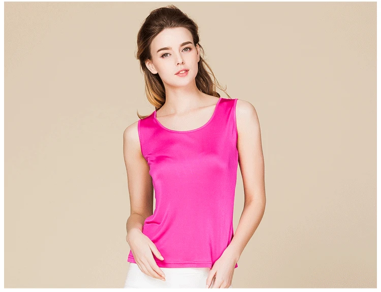 SuyaDream Women Tanks Knitted Real Silk Solid Vest O Neck Sleeveless Basic T Shirt 2025 Spring Summer Tops