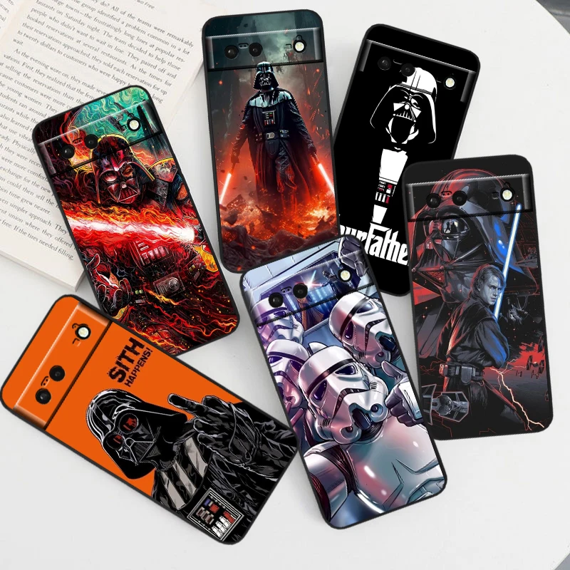 Heroic S-Star W-Wars Cool Robot For Google Pixel 8 7A 7 6A 6 5A 5 4 4A XL 5G Black Silicon Shockproof Shell Back Phone Case