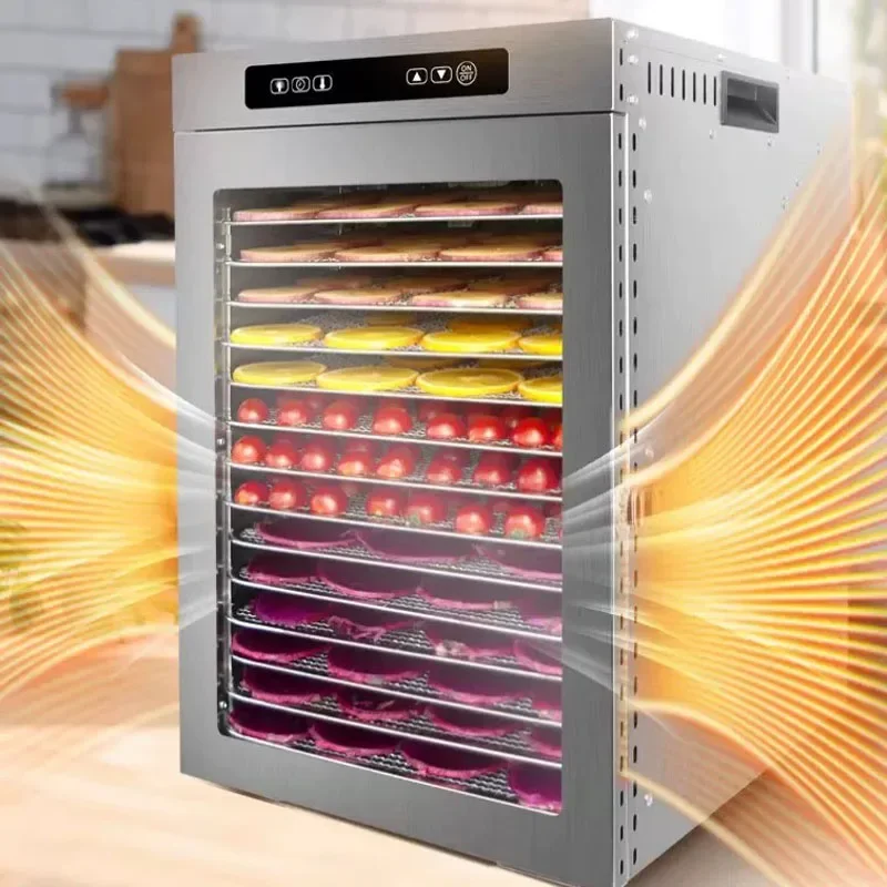 Food-Dehydrator Machine Stainless Steel Fruit Dryer 800W Meat Dehydrator Jerky Maker, 24H Timer Food Dryer Adjustable Thermostat