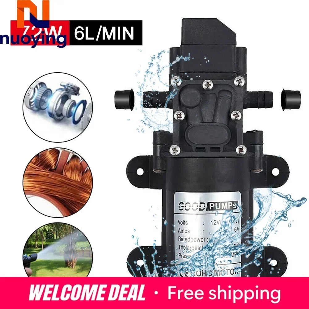 Hochdruck 12V Membran-Wasserpumpe mit Automatikschalter 6L/Min 130PSI Selbstansaugende Kleine Wasserpumpe