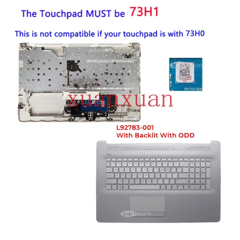 73H1 PTP Touchpad ODD For HP Pavilion 17-BY 17-CA Palmrest Backlit Keyboard