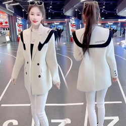 Heavy Industry Embroidery Letter Suit Jacket Women's Early Spring 2024 New Design Niche Double-Breasted Fashion Coat Top M669