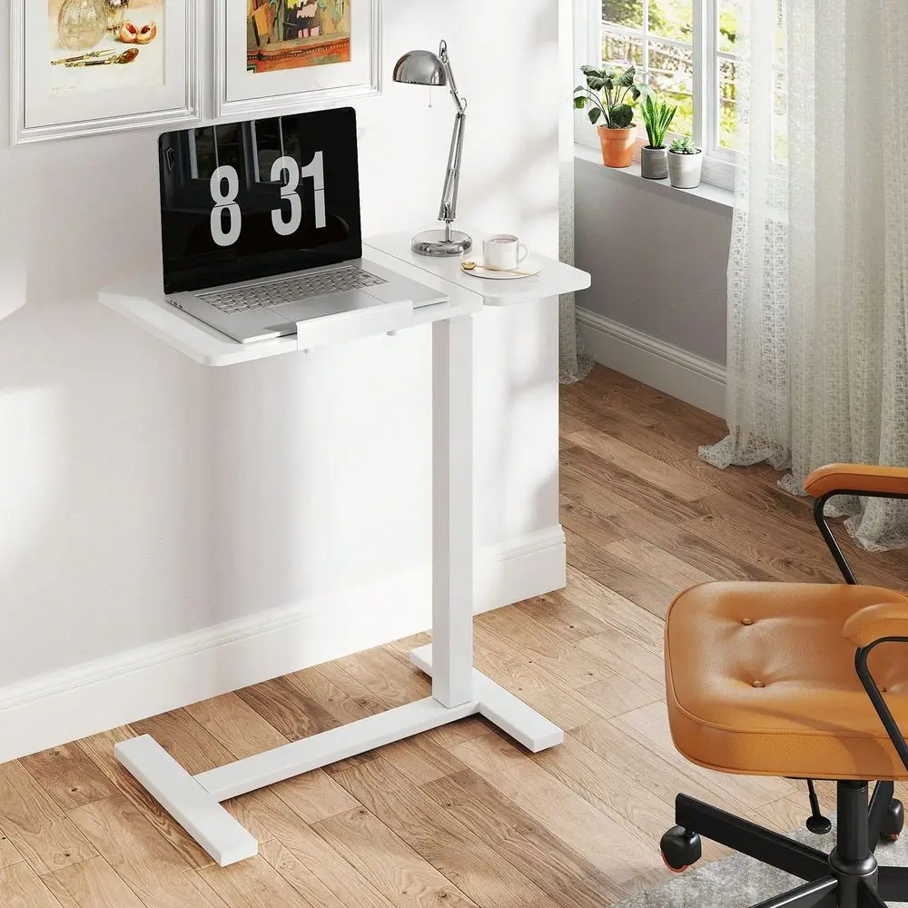 

Overbed Bedside Table With Wheels, Adjustable Tilt Top Medical Hospital Bed Tables Standing Stand Rolling Laptop PC Desks Co