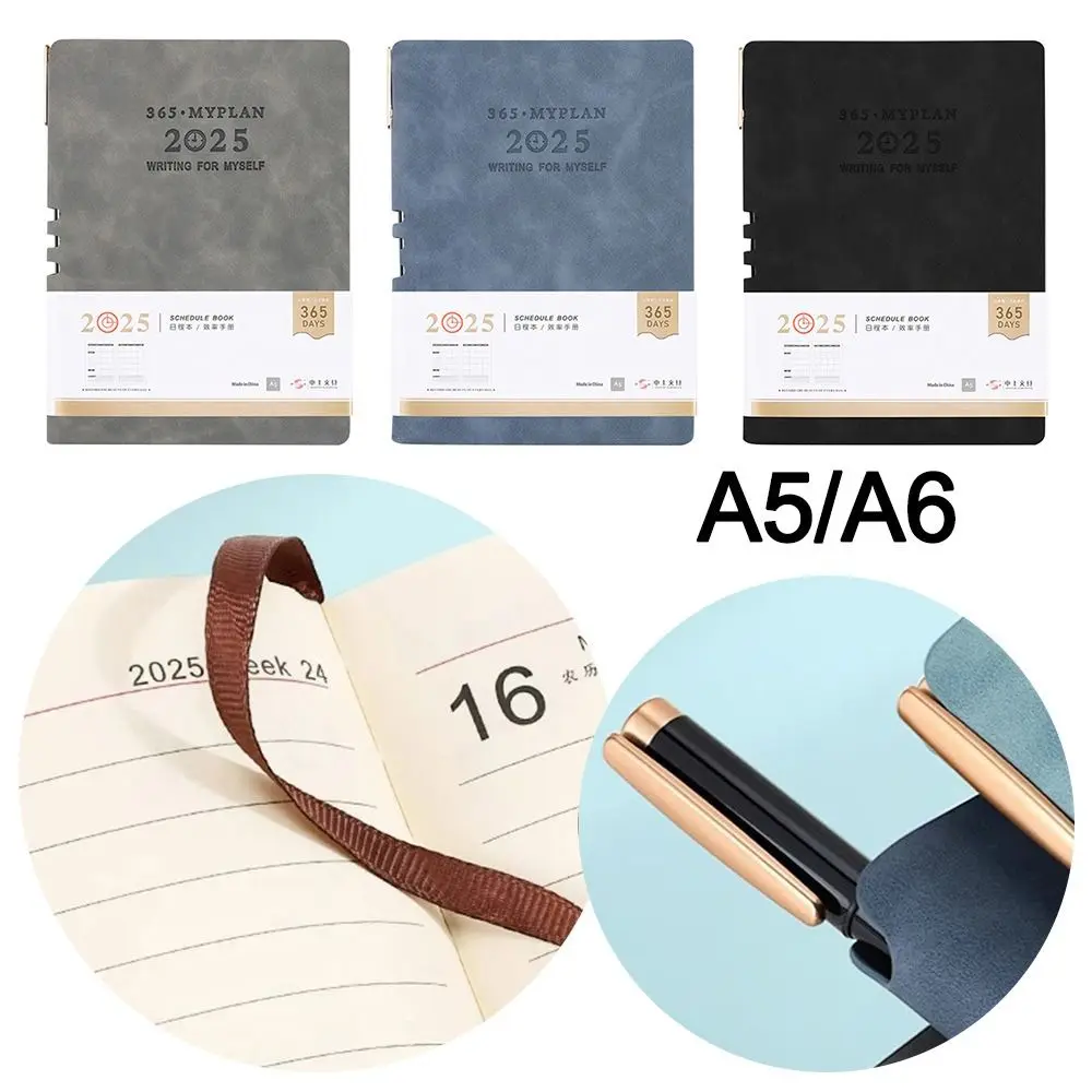 

A5/A6 2025 Planner Notebook With Gel Pen Study Notebook 2025 Calendar Book Diary Book Time Management Plan Book