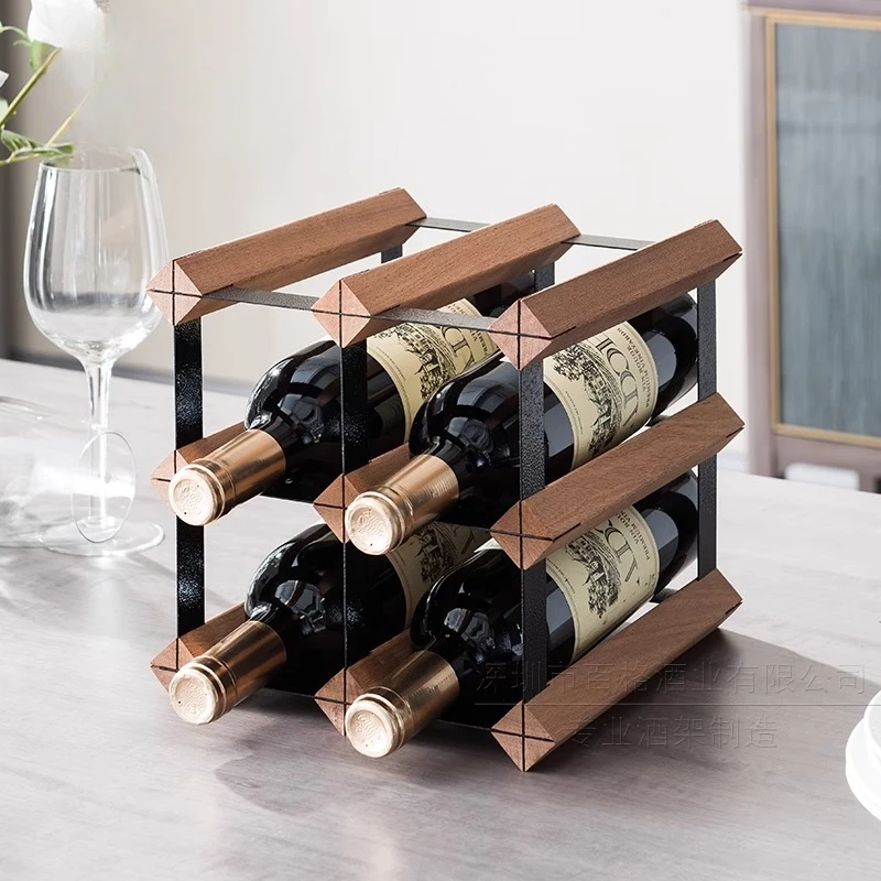 Estante de vino de madera maciza, estante de almacenamiento europeo, botella de vino, sala de estar, exhibición de adornos para el hogar